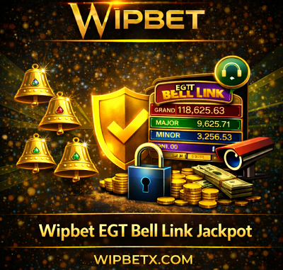Wipbet EGT Bell Link jackpot kazancı temalı banner – büyük ödül, güvenlik simgeleri ve altın jackpot görseli.